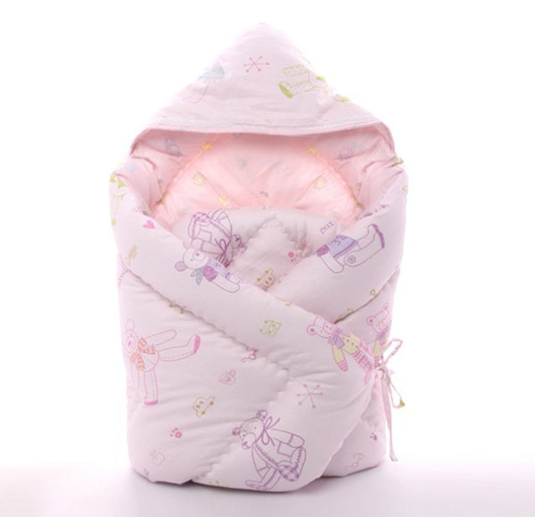 堡嬰寶粉紅卡通熊嬰兒抱被