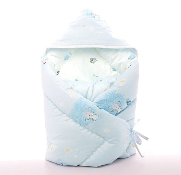 堡嬰寶藍(lán)色娃娃全棉抱被