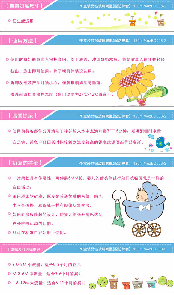 寶德晶鉆玻璃奶瓶120ml白