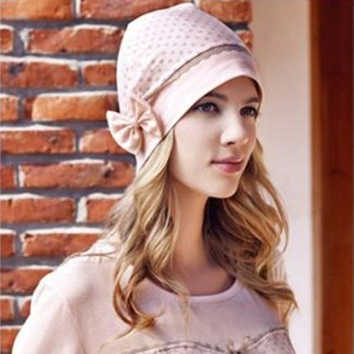 EQMUMBABY韓版圓點蝴蝶結(jié)防頭風孕婦帽