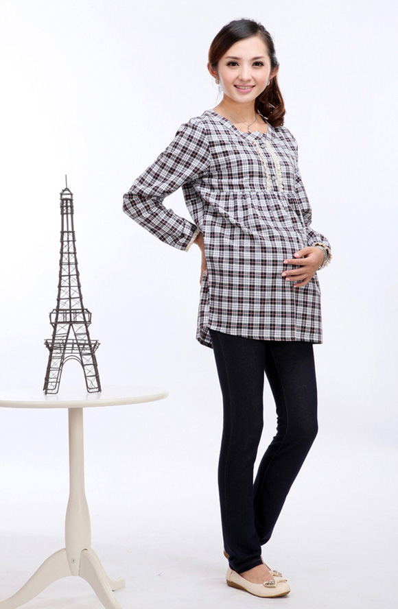 康福祿孕婦襯衫小紅格