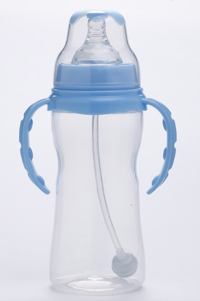 施貝樂藍色標口雙柄全自動奶瓶