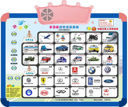 貝貝貝魚多功能幼教學(xué)習(xí)交通工具和汽車標志畫板