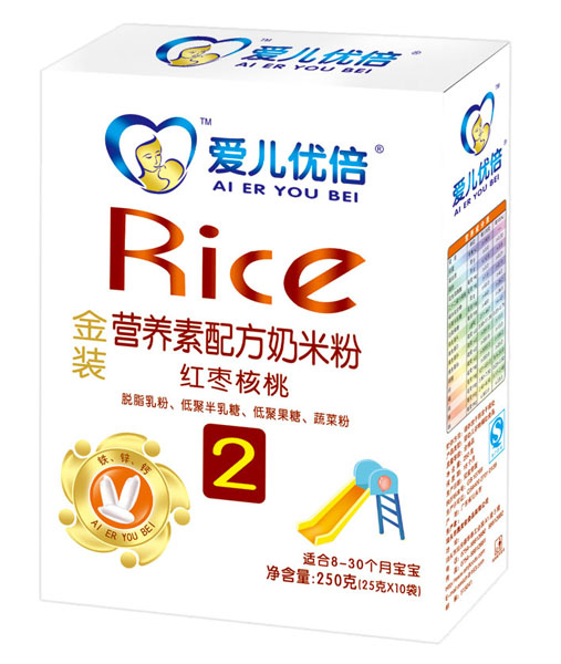 愛兒優(yōu)倍金裝紅棗核桃營養(yǎng)素配方奶米粉盒裝