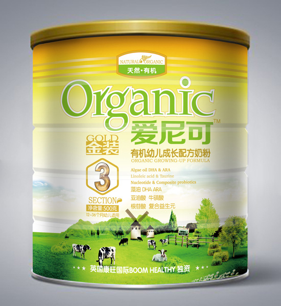 愛(ài)尼可金裝有機(jī)幼兒成長(zhǎng)配方奶粉3段500g