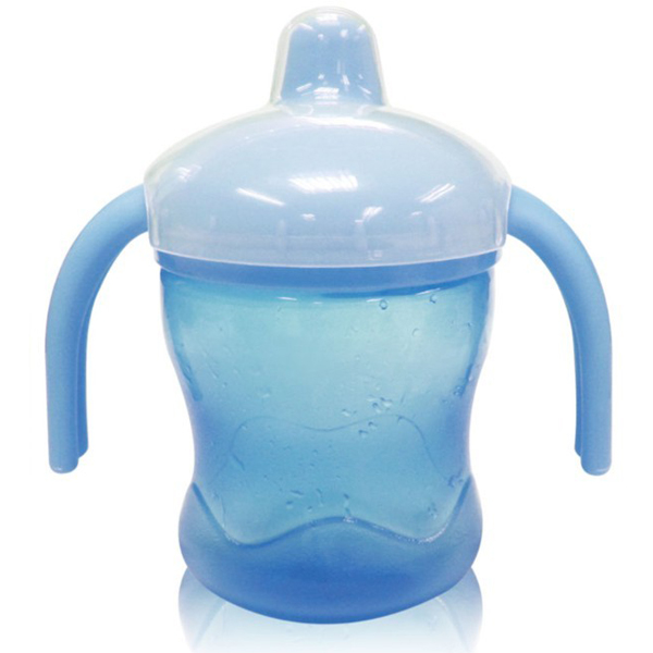 媽媽易嬰兒波浪學(xué)水杯雙耳學(xué)飲杯藍色