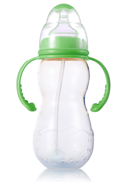 媽媽易300毫升PP全自動(dòng)雙柄標(biāo)口梅花奶瓶綠色