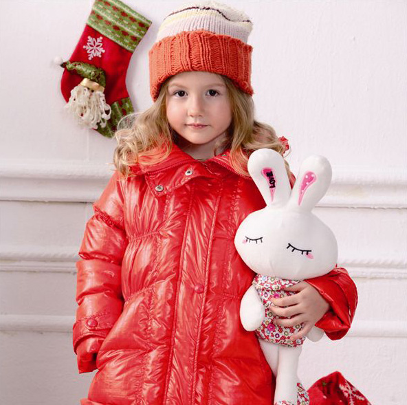 吉象貝兒女童紅色時尚羽絨