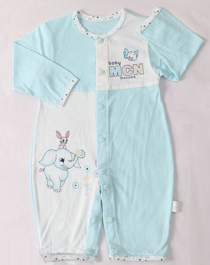 摩可拿藍色小象新款寶寶連體衣