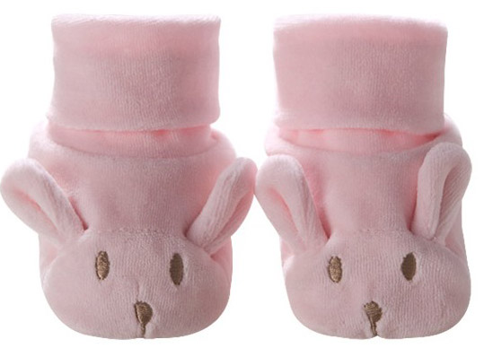 八格鳥(niǎo)粉色小兔天鵝絨嬰兒鞋