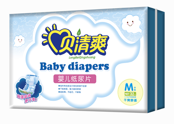 龍貝清爽干爽舒適中碼紙尿褲M32片