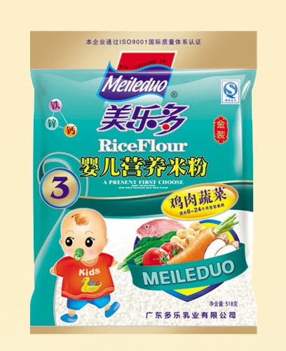 美多樂袋裝雞肉蔬菜嬰兒營(yíng)養(yǎng)米粉3段