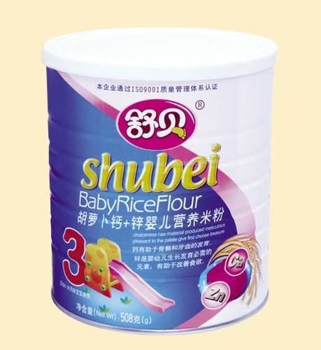 舒貝聽裝胡蘿卜鈣+鋅嬰兒營(yíng)養(yǎng)米粉3段