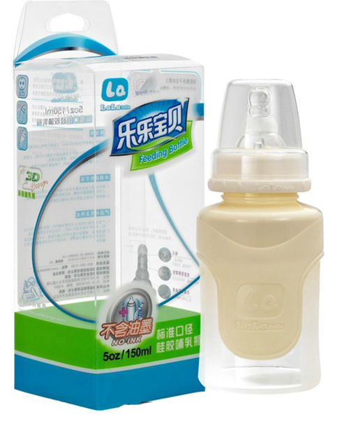 樂樂寶貝新款標準口徑硅膠哺乳期奶瓶