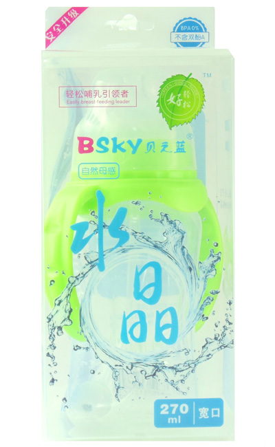 貝之藍(lán)寬口自動(dòng)母感水晶奶瓶270ml綠色