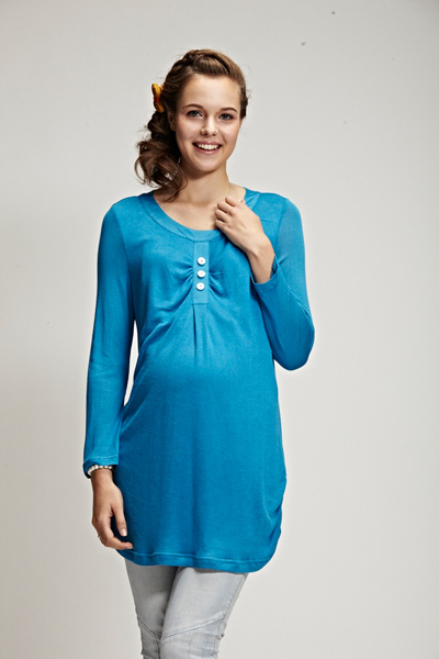 添茜藍色長袖孕婦服