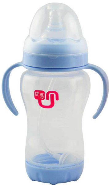 優(yōu)恩藍色寬口防脹氣PP奶瓶270ml