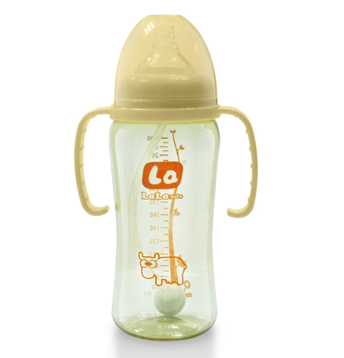 樂樂寶貝帶炳吸管嬰兒奶瓶白色