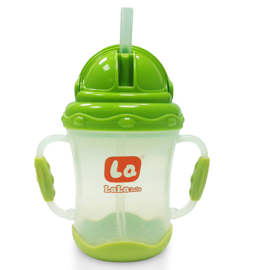 樂樂寶貝帶炳吸管學飲杯青色