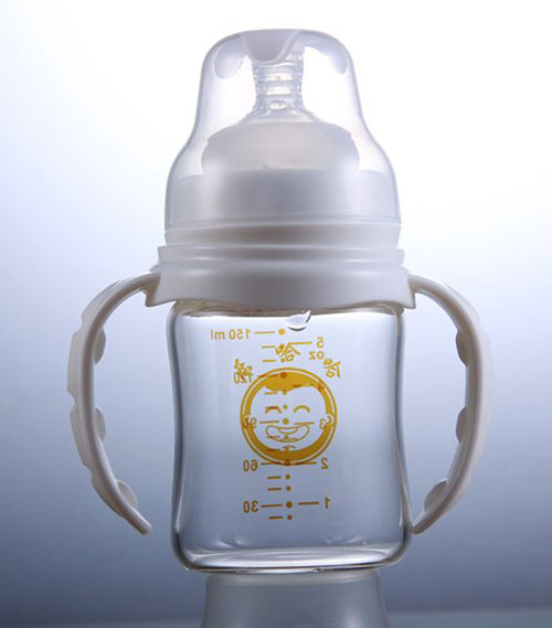 樂哈哈寬口弧形150毫升晶鉆玻璃奶瓶