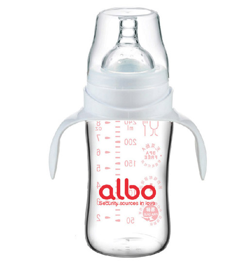 愛(ài)樂(lè)寶寬口晶鉆玻璃奶瓶240ml白色