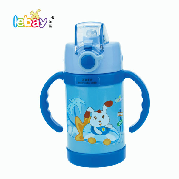 樂蓓藍(lán)色雙柄時(shí)尚卡通保溫杯