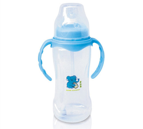 多比象帶手柄嬰兒自動奶瓶藍色