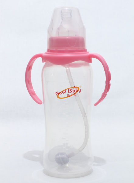 新兒寶標(biāo)口300ml雙耳自動(dòng)圓腰形PP奶瓶