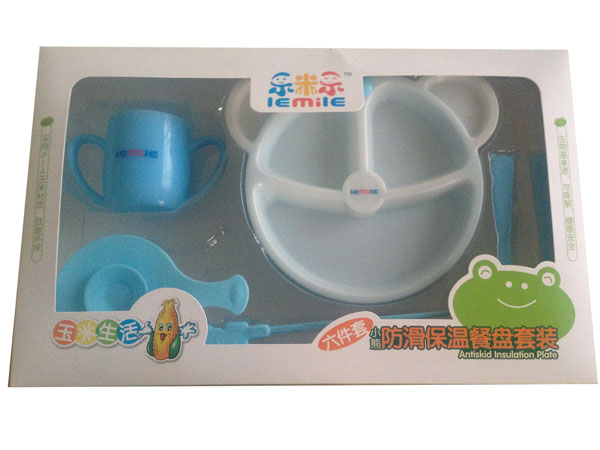 樂(lè)米樂(lè)小熊防滑保溫餐盤套裝