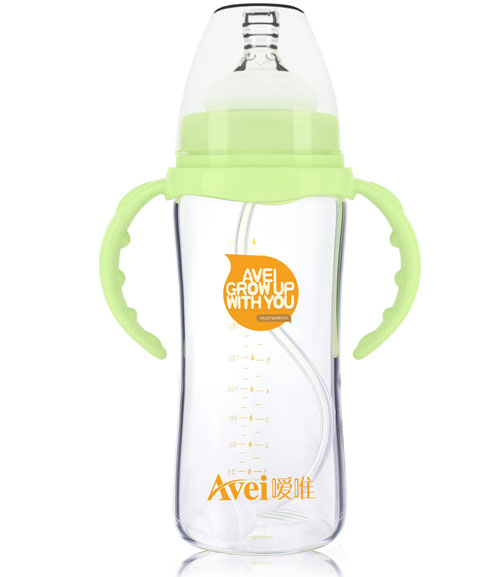 噯唯寬口徑帶柄自動高硼硅玻璃奶瓶(260ml)