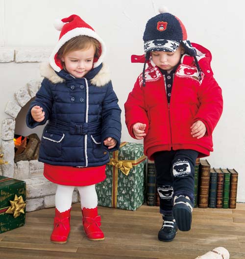 阿卡邦藍色蝴蝶結(jié)羽絨服