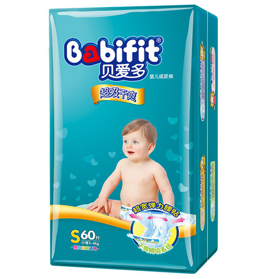 貝愛(ài)多超級(jí)干爽紙尿褲S碼60片大包裝