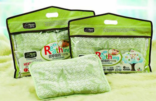 諾親小屋竹纖維成長(zhǎng)型綠葉嬰幼健康枕L碼