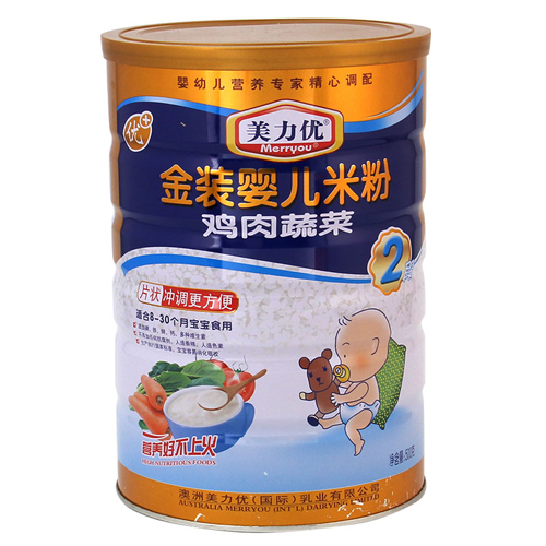美力優(yōu)雞肉蔬菜金裝嬰兒米粉2段