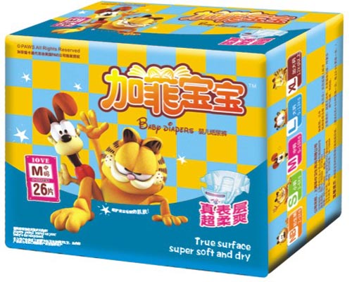 加菲寶寶超炫吸絲薄嬰兒紙尿褲M碼26片