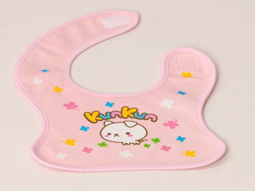 KUNKUN棉布裁印嬰兒口水巾粉紅色