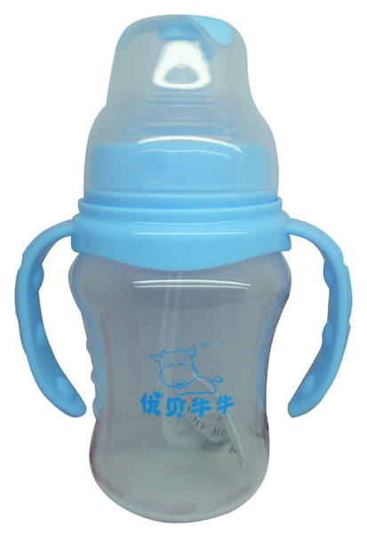優(yōu)貝牛牛藍(lán)色寬口雙柄全自動(dòng)PP奶瓶210ml