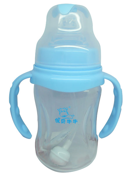 優(yōu)貝牛牛藍(lán)色寬口雙柄全自動(dòng)PP奶瓶180ml