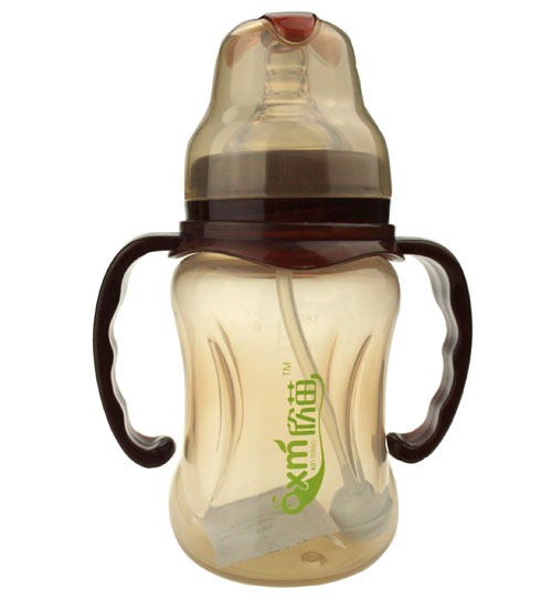 欣苗6安寬口高效抑菌新納米奶瓶茶色