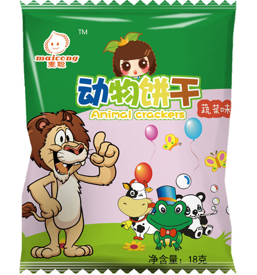 麥聰動物餅干蔬菜味袋裝18g