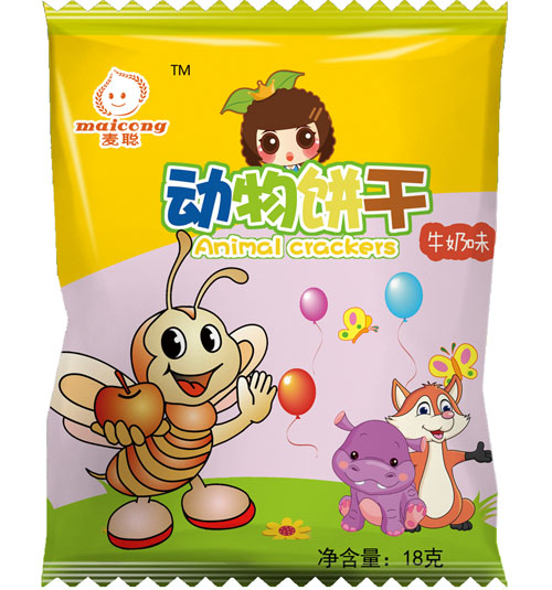 麥聰動物餅干牛奶味袋裝18g