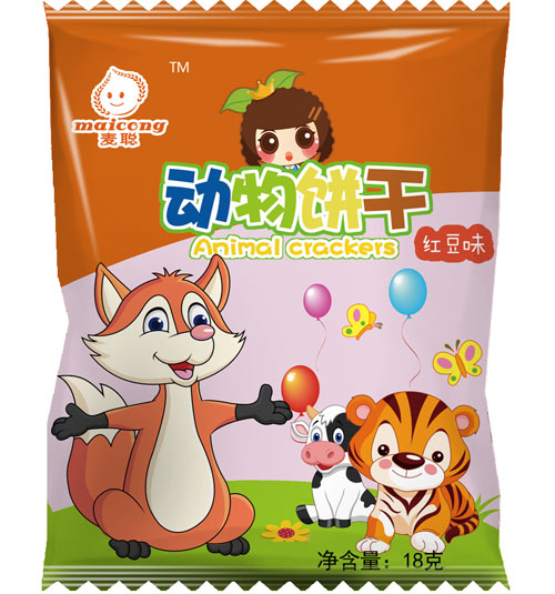麥聰動(dòng)物餅干紅豆味袋裝