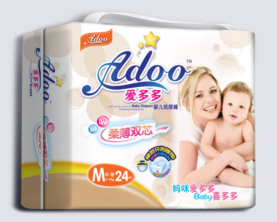 愛多多柔薄雙芯嬰兒紙尿褲M碼24片