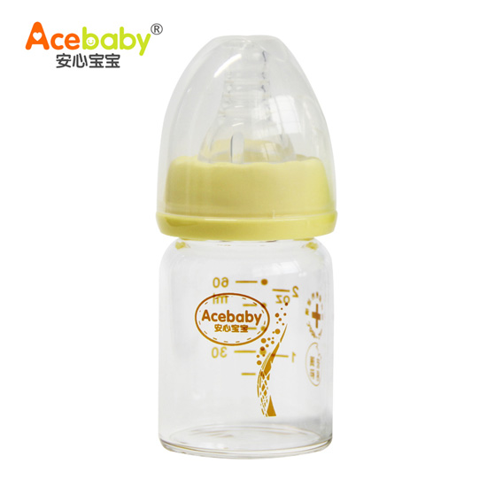 安心寶寶60ml玻璃護理奶瓶黃色