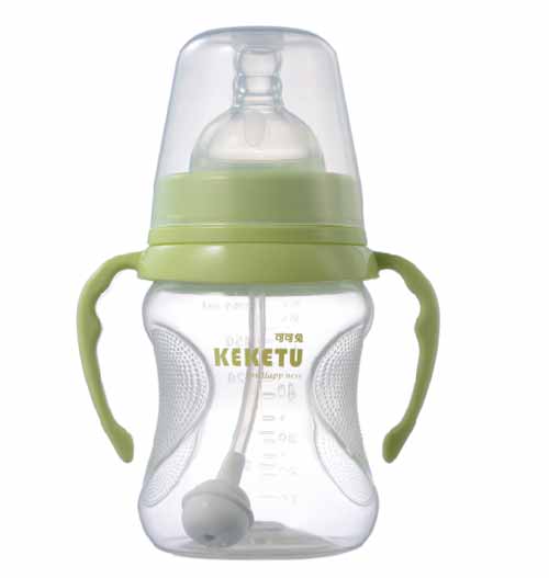 可可兔PP寬口防滑帶柄180ml