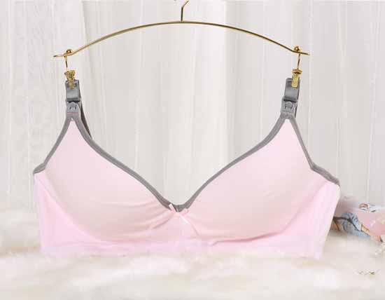 元曼純棉舒柔517光杯無(wú)托哺乳內(nèi)衣(粉灰撞色日夜