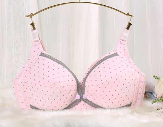 元曼零感輕盈515前開扣無鋼托哺乳內(nèi)衣內(nèi)褲粉紅玉點