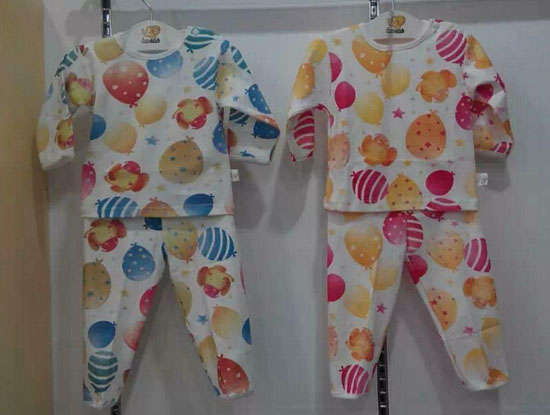 圣嬰島多彩水果兒童內(nèi)衣套裝圓領