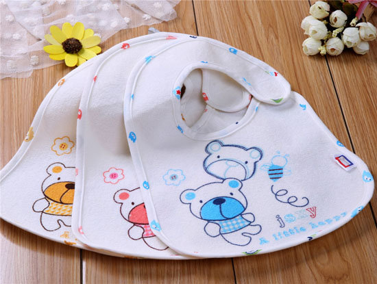 金色小魚(yú)毛巾壓膠豆豆熊口水圍