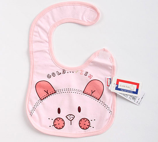 金色小魚單面純棉素色小貓口水圍